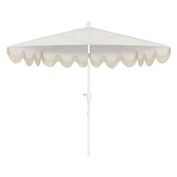Beverly 9 ft. Designer Classic Scalloped Fringe Half Market Patio Umbrella